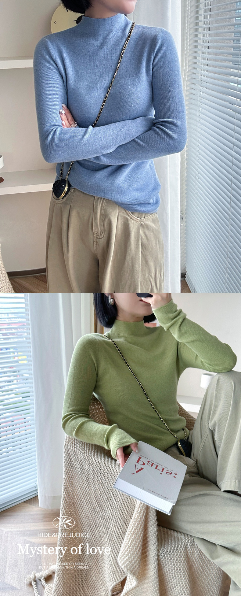 Wholesale and consignment of Puyuan sweaters, women's knitted sweaters, multi-color wool women's base shirts with dui collar, soft and solid color women's tops pic 37