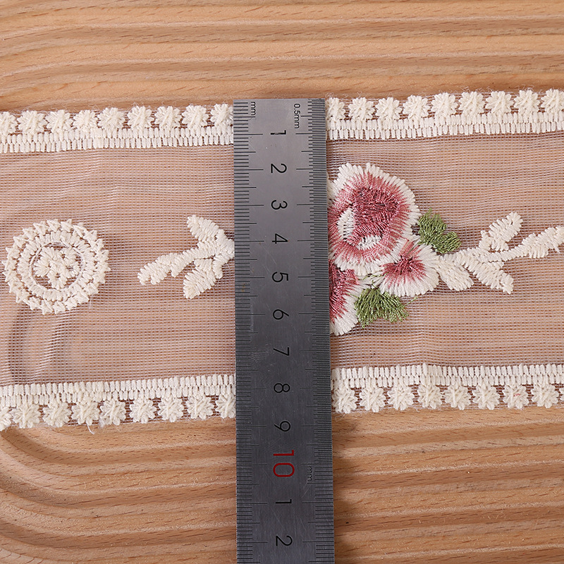 DIY handmade accessories for 9CM three-color embroidered lace double-sided set gauze bow curtains, hair clips and hair bands pic 11