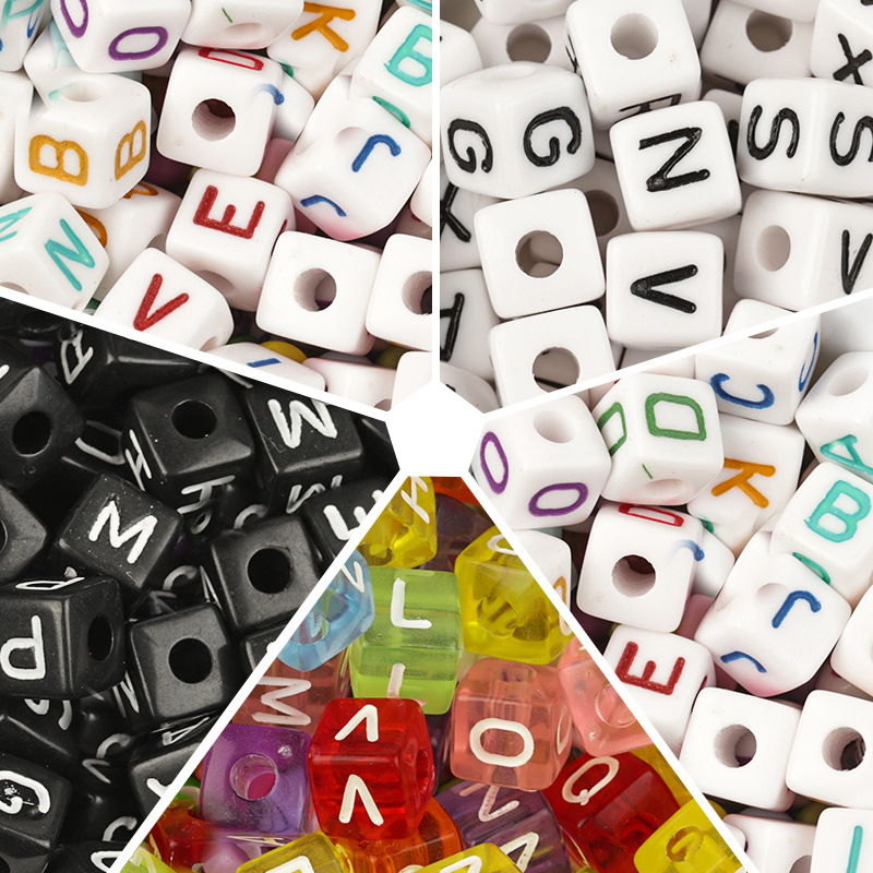 亚克力彩色英文字母珠透明糖果色扁圆字母珠diy手工手链散珠配件详情6
