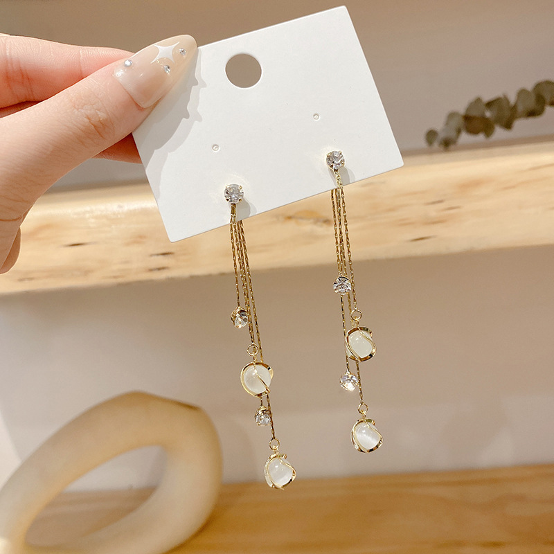 网红爆款猫眼石女式耳环气质百搭耳钉心形耳饰2023年蝴蝶结耳坠详情12