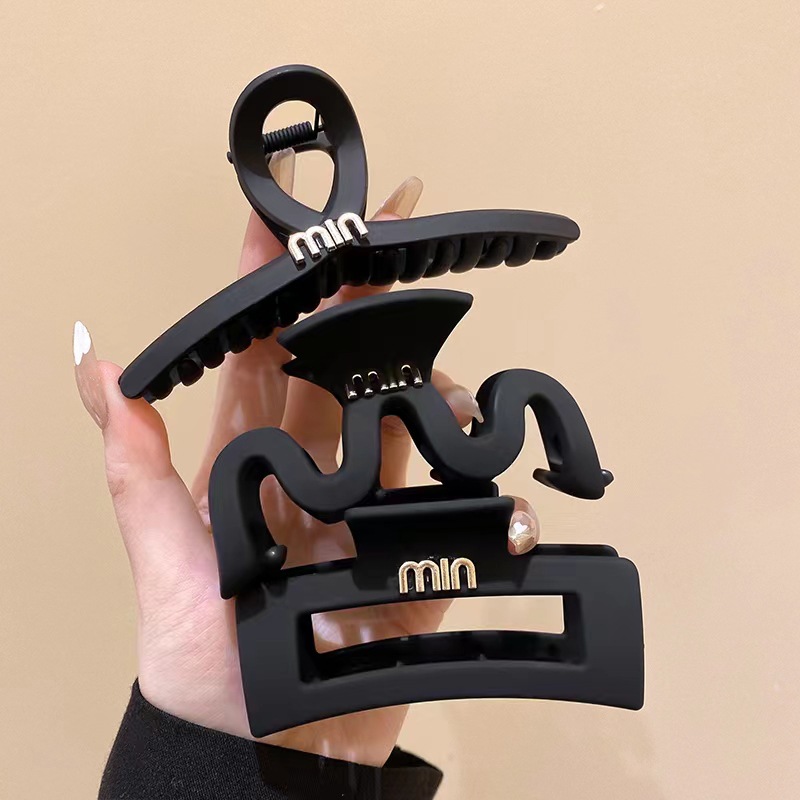 黑色橡皮漆磨砂抓夹 高级感MIN高马尾鲨鱼夹发饰后脑勺女发夹头饰详情18
