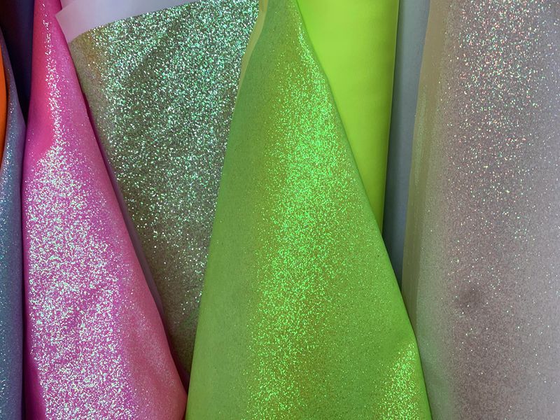 Polyester stretch fabric, toy fabric, seven-color powder headwear, hair accessory, bag fabric, Gree magic color laser fabric pic 8