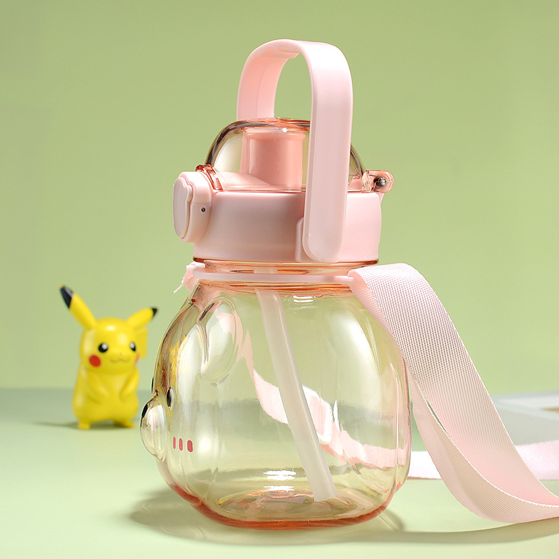 Wholesale of cute silicone-covered bear cups, anti-scald water cups, large-capacity water bottles for children, and double-drinking plastic cups pic 10