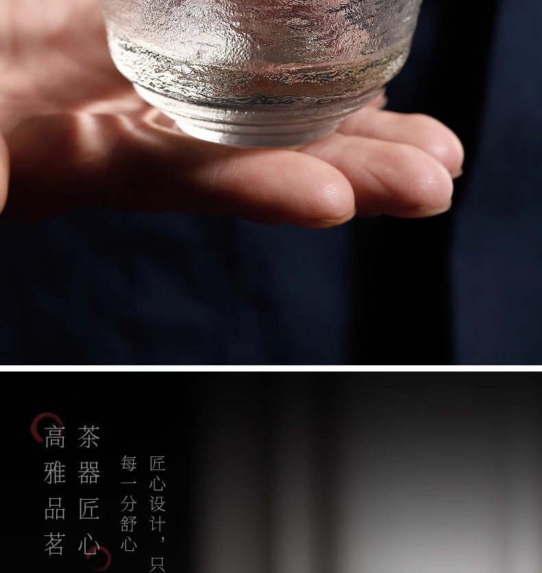 耐热透明小茶杯家用功夫茶具锤纹玻璃家用客厅待客茶杯喝水杯批发详情10