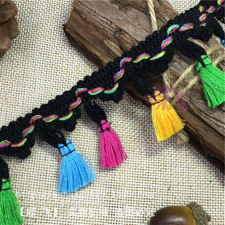 Factory B50 Colorful three-flower flowered tassel broom lace four-color broom DIY handmade clothing accessories lace webbing pic 31