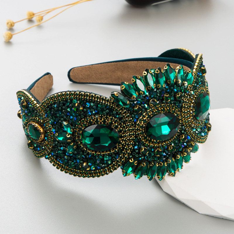 French retro, light luxury, heavy craftsmanship hair bands, high-end feel, rhinestone wide headbands, elegant hair accessories for balls, wholesale and export pic 30