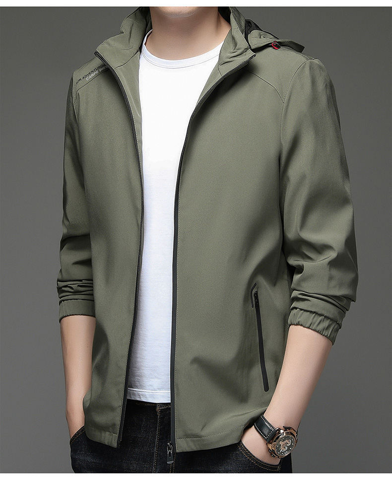 户外宽松百搭男装连帽春秋风衣外套长款大衣领域秋冲锋衣新精品详情9