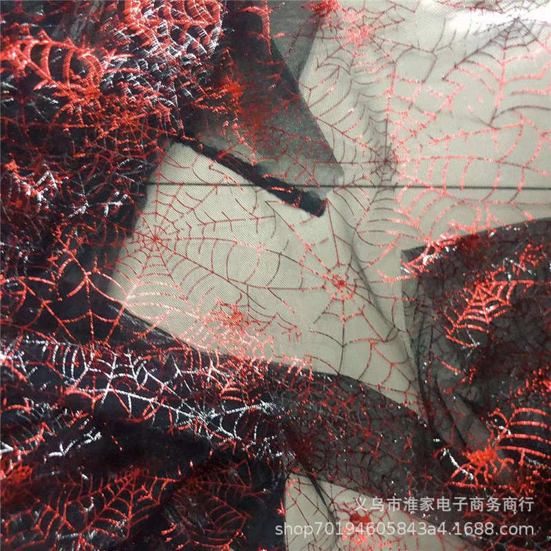 Factory direct sales of bright two-color spider web lace Halloween fabric background tablecloths, clothing accessories pic 14