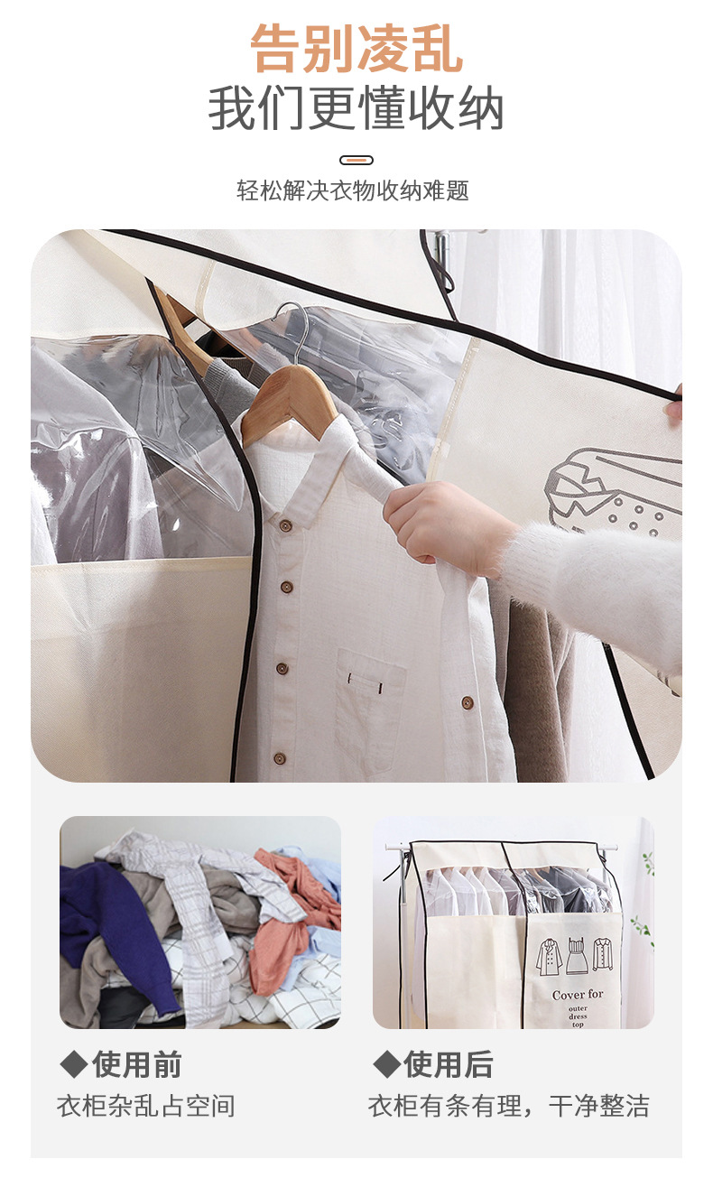 Household three-dimensional clothing, suits, wedding dresses, transparent dust covers, hanging bags, coat protective covers, cloths, wardrobes pic 4