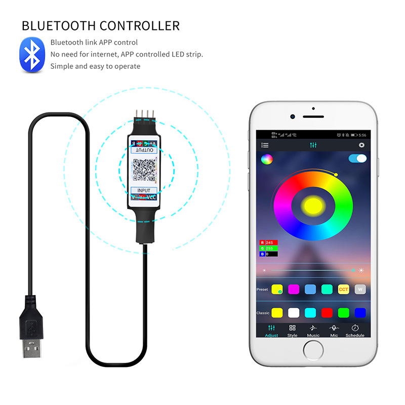 Светодиодные лампы имеют 5V5050RGB семимильные лампы с 2835 дистанционно управляемым bluetooth APP pic 12