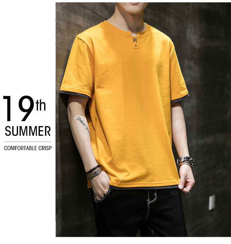 Short-sleeved T-shirt for men, Korean style, summer loose cotton T-shirt, cross-border new style, student bottom layer, half-sleeved shirt pic 51