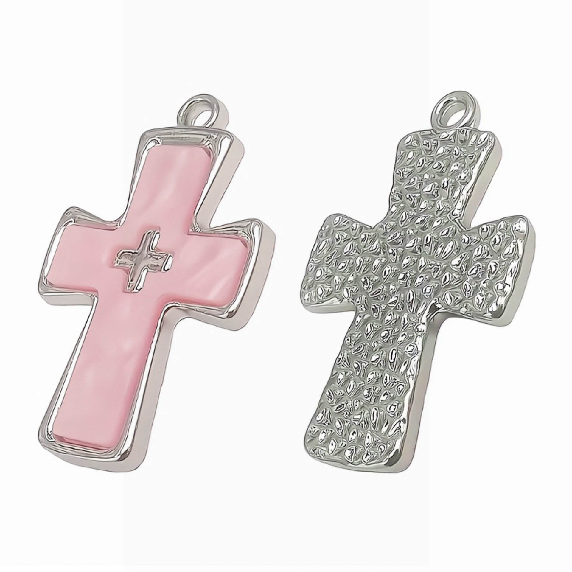 34*31mm new cross-shaped micro-inlaid acrylic pendant accessory, cross pendant earrings necklace pic 3