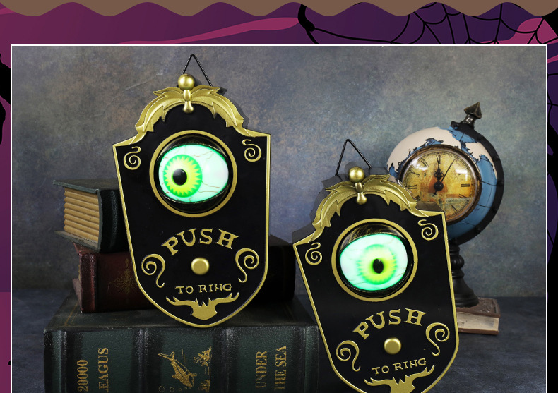 万圣节独眼门铃装饰LED电动发光发声眼珠门铃酒吧密室整蛊道具详情12