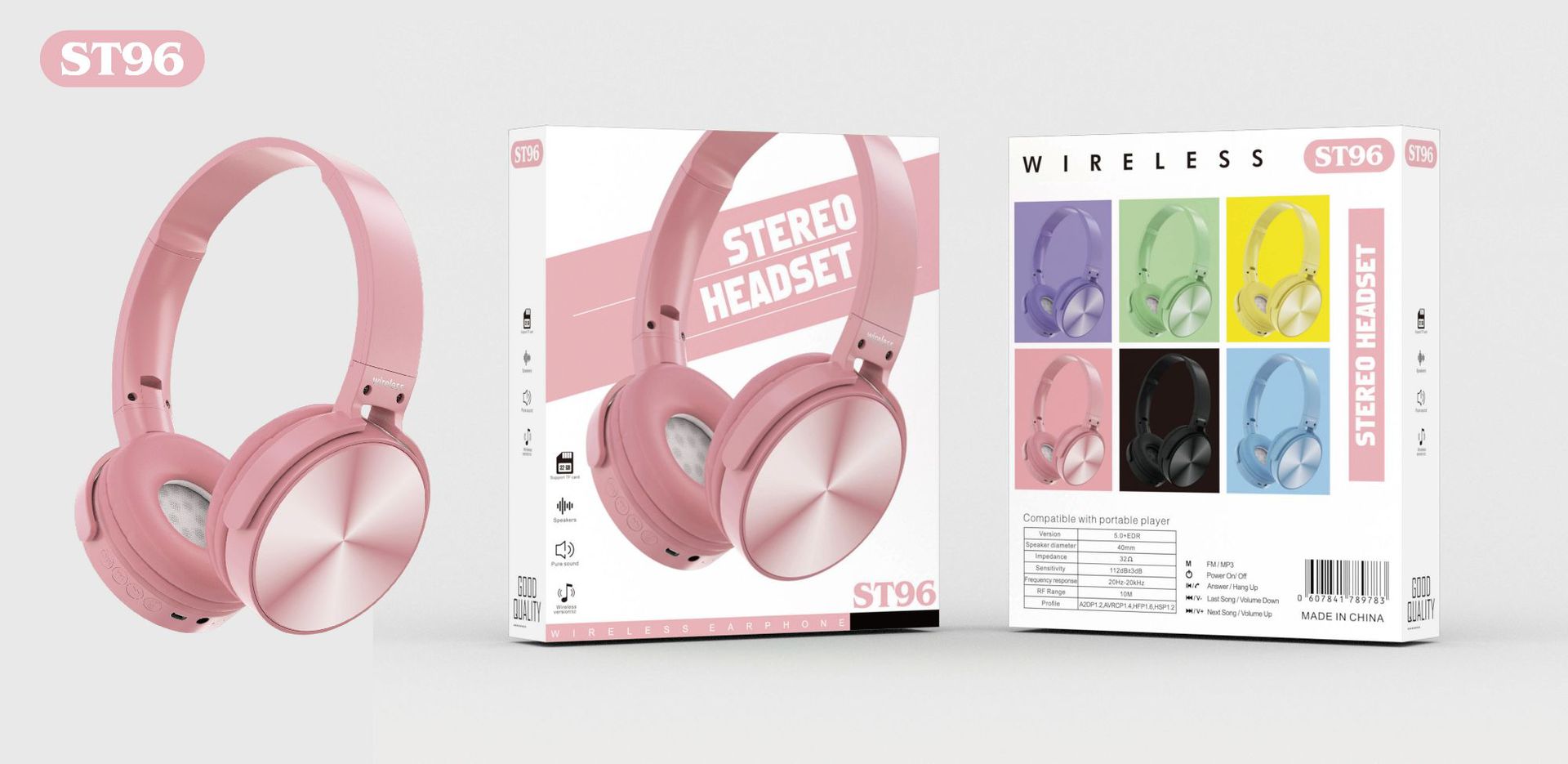 New Maca headband wireless Bluetooth Headphones ST96 with SIM card FM radio Bluetooth 5.0 factory pic 5