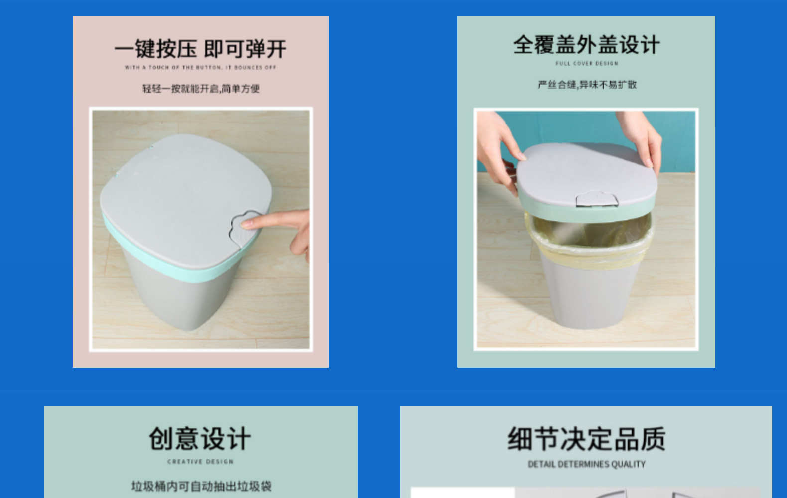 Wholesale of large-sized, slotted, wall-mounted, and covered kitchen hanging storage bins for bathroom trash cans and toilets pic 10
