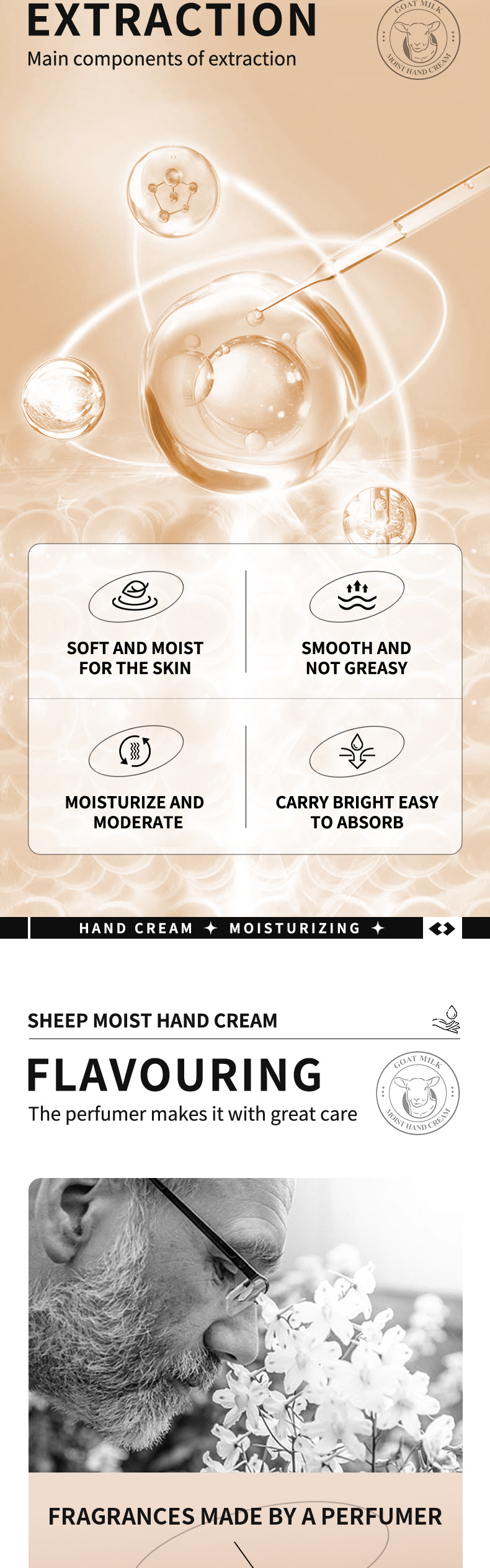 All-english milk hand cream SADOER, goat milk, snail horse oil, hydrating and moisturizing, cross-border export wholesale pic 11
