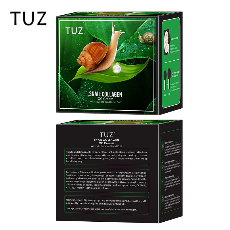 TUZ0214 Snail Collagen CC Cream, Mushroom Head Cushion BB Cream Foundation, Concealing and Brightening, Foreign Trade English pic 4