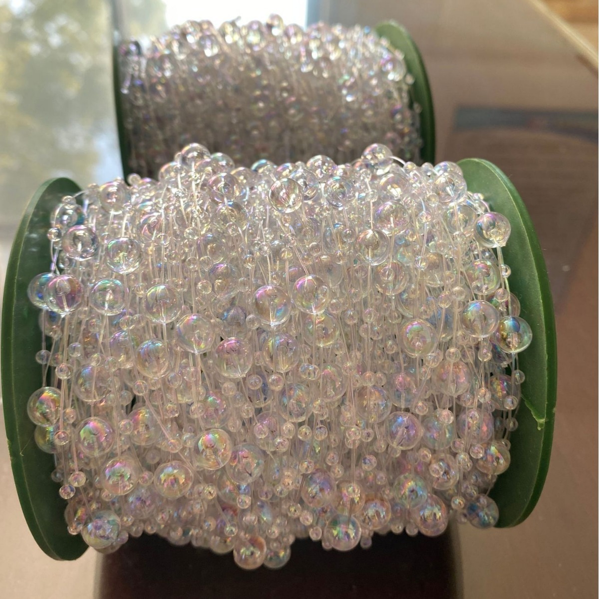Full Sky Star AB color large and small round beads transparent connection bead jewelry accessories ABS imitation pearl factory direct sales pic 2