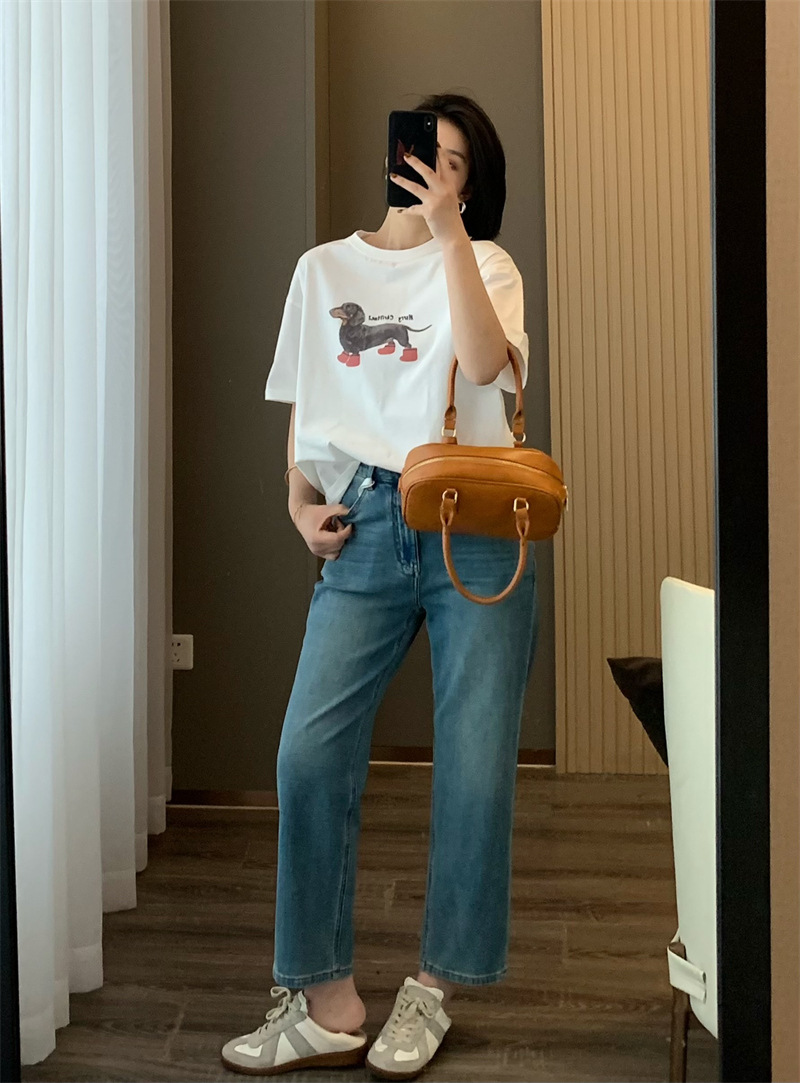 朵妮DN 莱赛尔亚麻360四面弹春夏亚麻透气高腰显瘦法棍裤牛仔裤女详情26