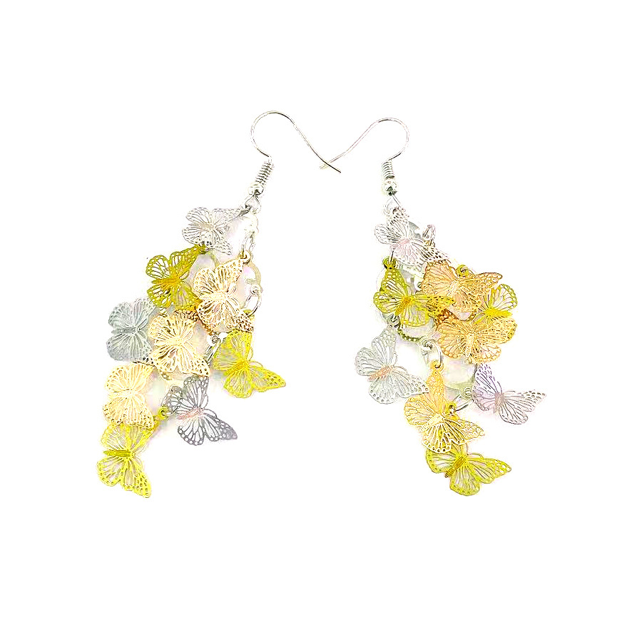 New diagonal flying seven-color dynamic butterfly earrings, European and American cross-border small nine-piece color-blocking computer piece earrings color order pic 7