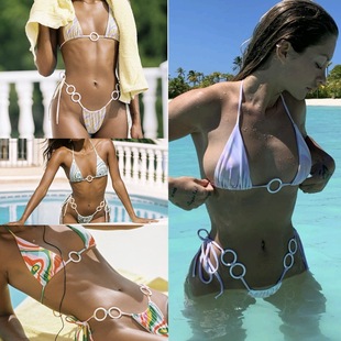 The 2020 new three-piece set of sexy printed bikini swimsuits for large-sized export from Africa, Europe and America pic 10