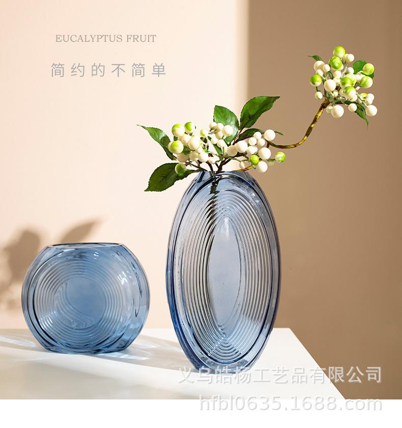 2020 New creative geometric glass vase for living room, dining table, entrance hall, dried flower arrangement decoration, light luxury style pic 2