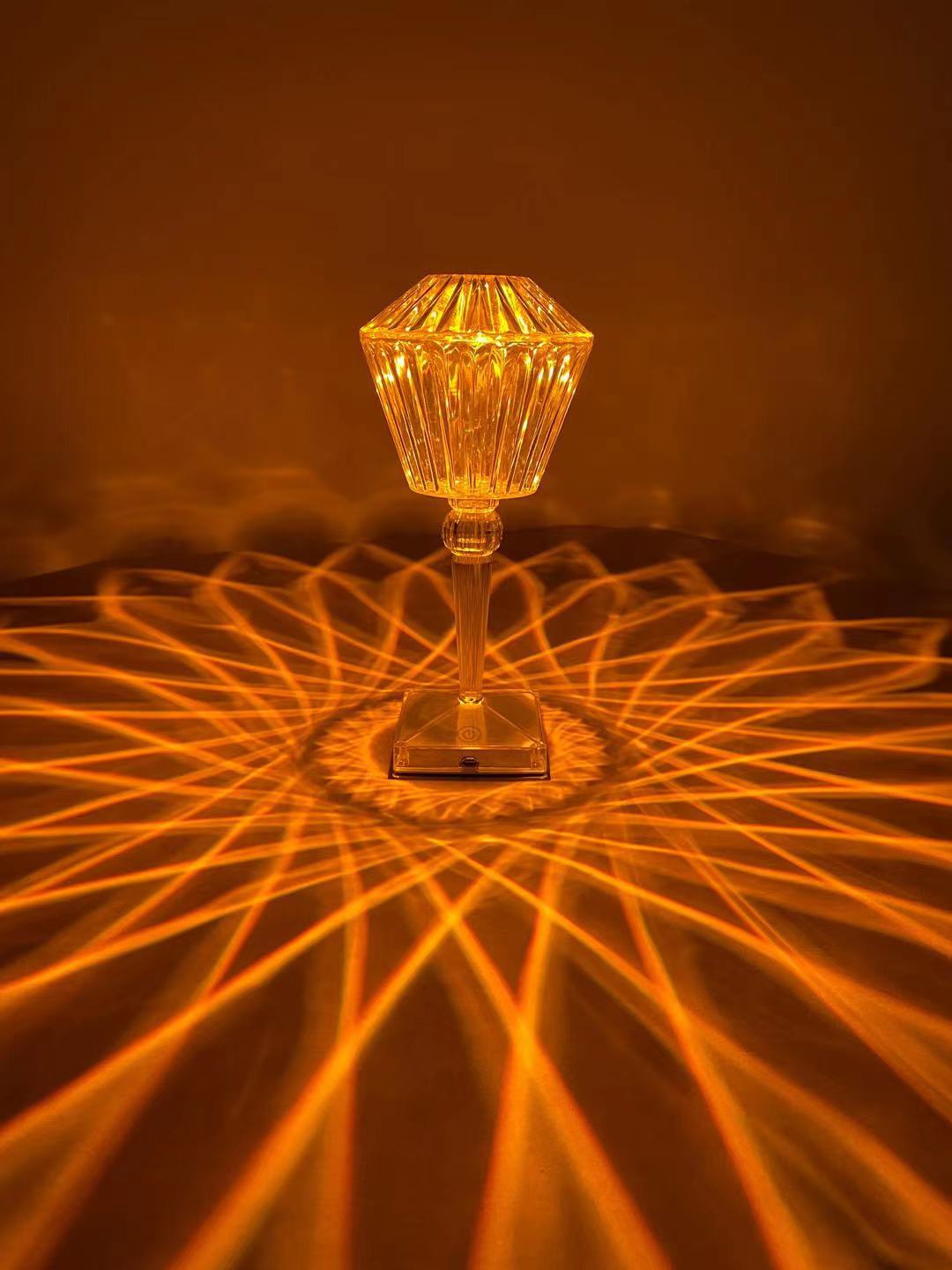 跨境 新款钻石水晶棱形光影网红ins台灯餐桌氛围USB充电床头夜灯详情4