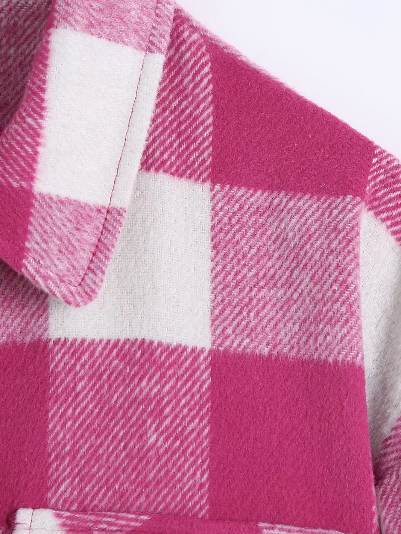 T2024跨境时尚女装 2022秋季新品 腰带格子毛呢宽松外套 5270女式详情11