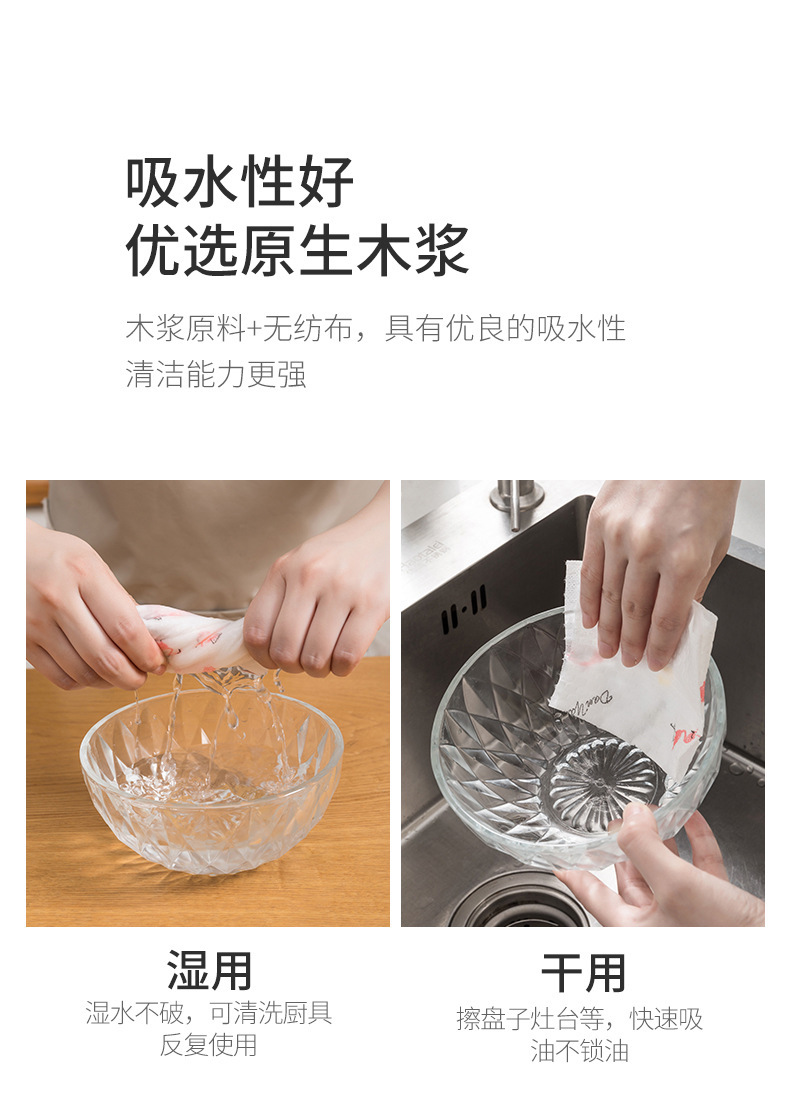 Wholesale absorbent and thickened kitchen paper, dry and wet dual-purpose, non-stick, disposable lazy cloths pic 39