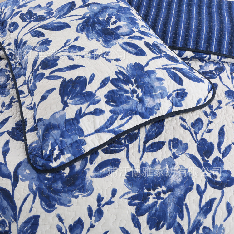 Export Amazon supplies pure cotton bed covers, quilted floral washed quilts, three-piece sets, quilted quilt factory wholesale pic 17
