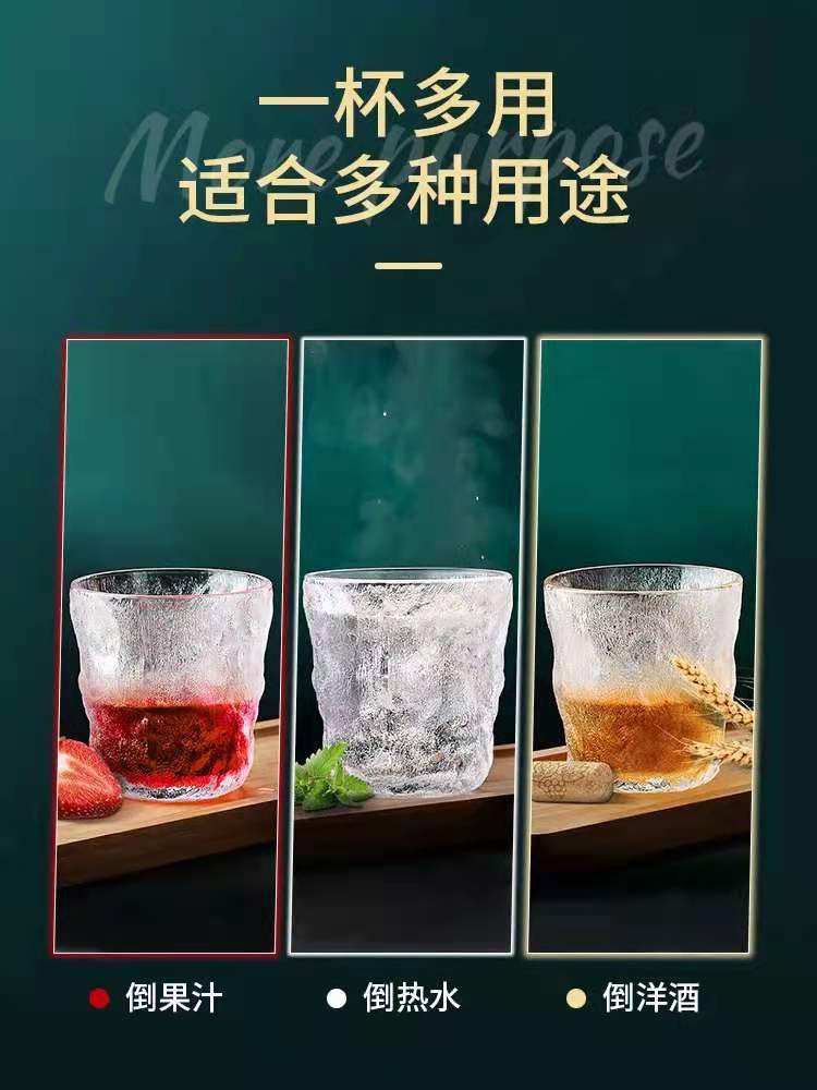 Creative glacier patterned glass water cups, household breakfast cups, beverage juice cups, business gift cups, beer mugs pic 5