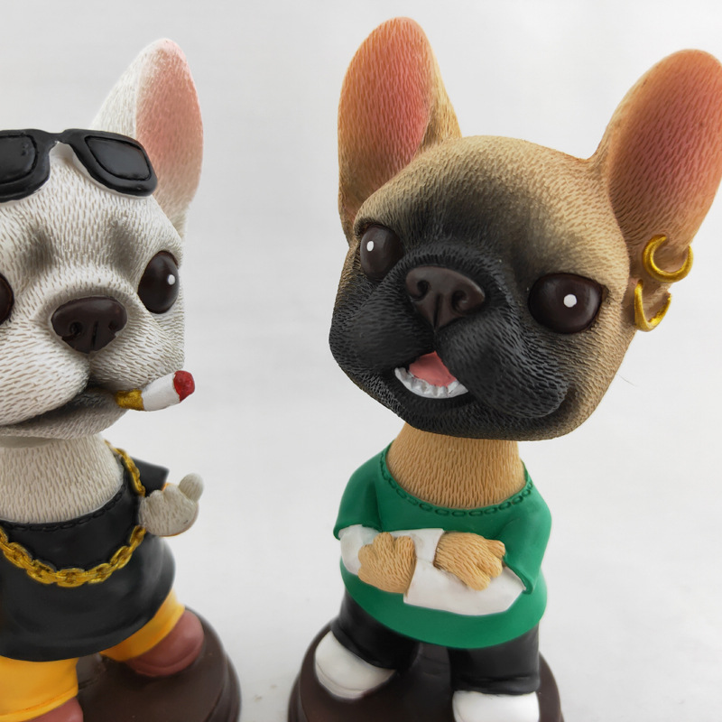 树脂摇头狗工艺品摆件 酷狗汽车摆件弹簧摇摆法斗详情11