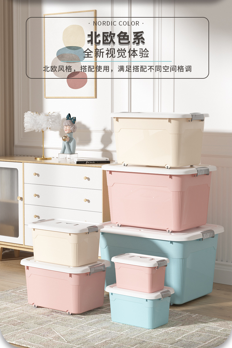 塑料收纳箱超大号衣服整理箱家用车载收纳盒透明玩具储物箱储物盒详情5