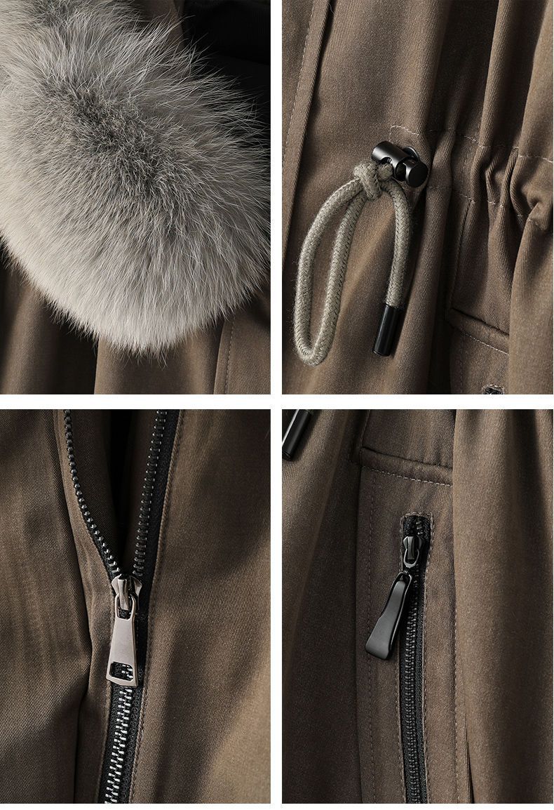 狐狸毛领派克服2022冬季新款海宁中长款兔毛内胆皮草外套女可拆卸详情14