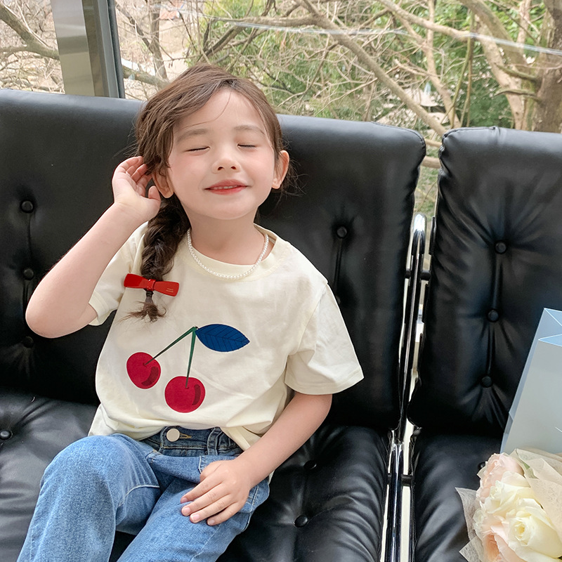 艾摩贝贝2023夏新款童装男女童宝宝可爱T恤儿童数码印花卡通短袖详情3