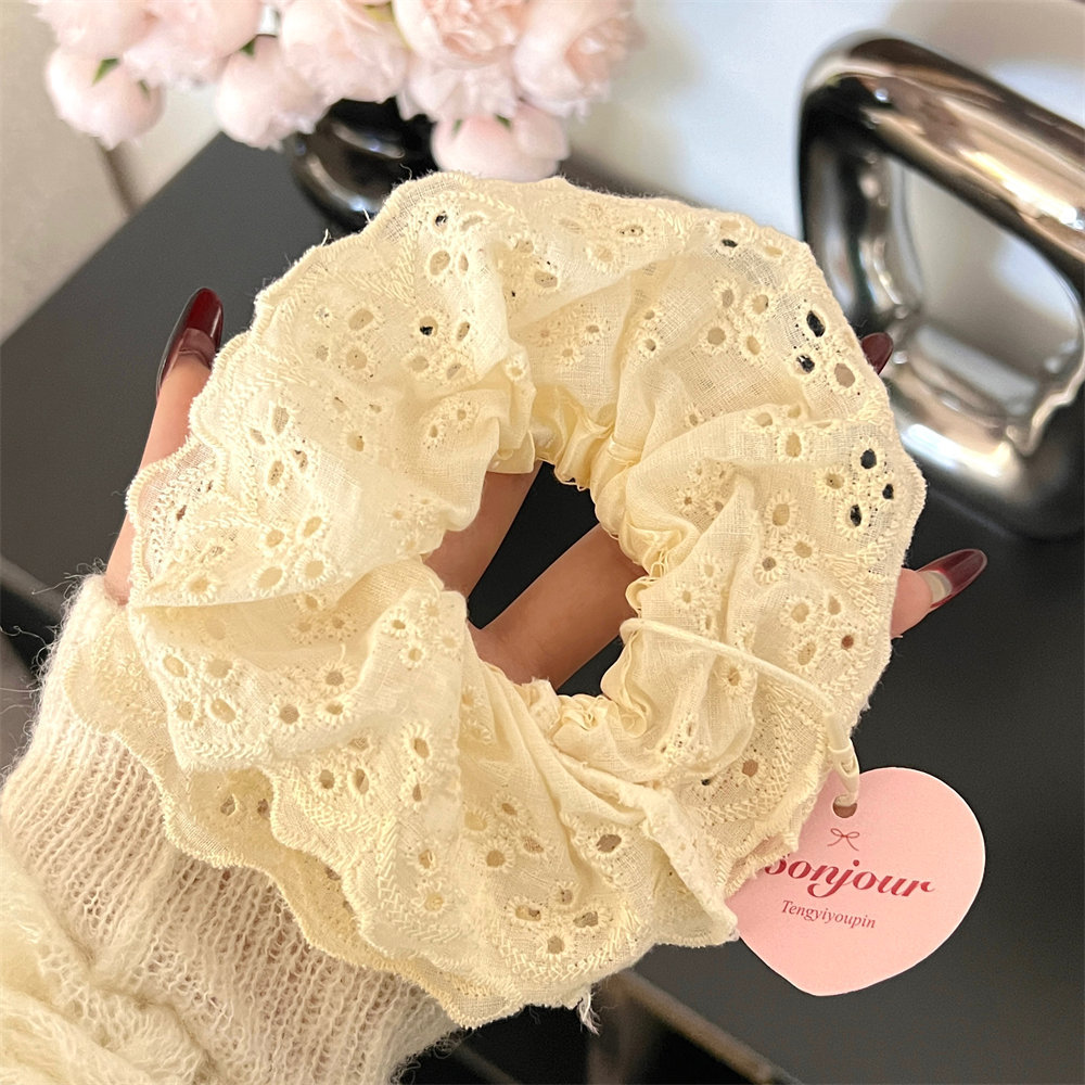 French lace-trimmed large intestine hair band, girlish hair tie, high-elasticity Korean cute hair accessory, bun hair pic 28