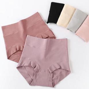 60支精梳棉女士高腰内裤大码纯棉裆部抗菌纯色棉质收腹提臀三角裤详情5
