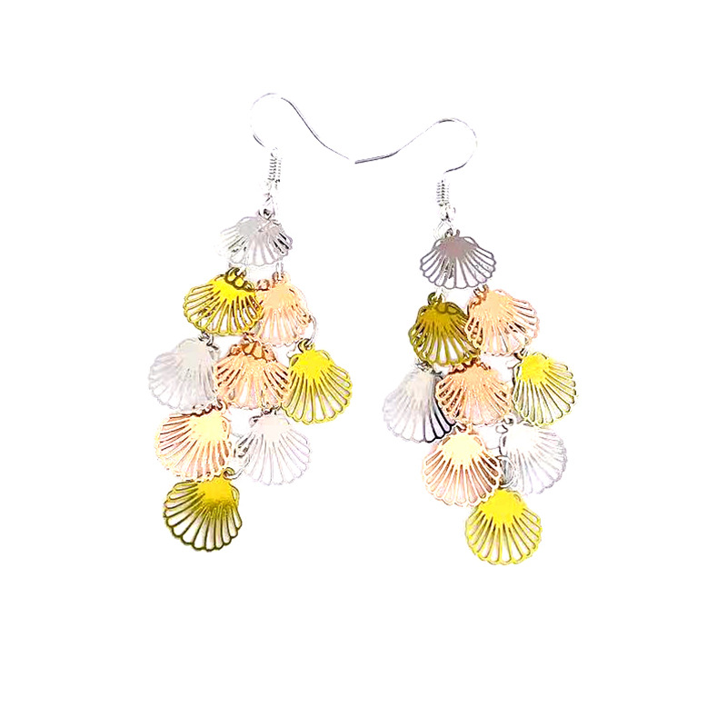 New arrivals: Popular European and American shell multi-color small nine-piece earrings and pendants, cross-border bestsellers, color-blocked tassel earrings pic 8