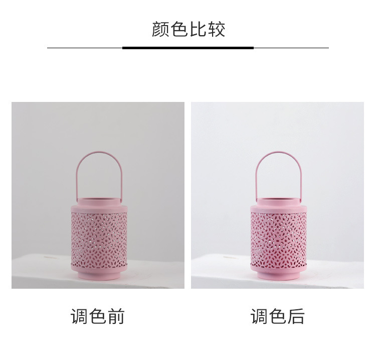 仿古批发新款铁艺复古烛台创意镂空灯笼蜡烛杯桌面电镀中国风摆件详情7