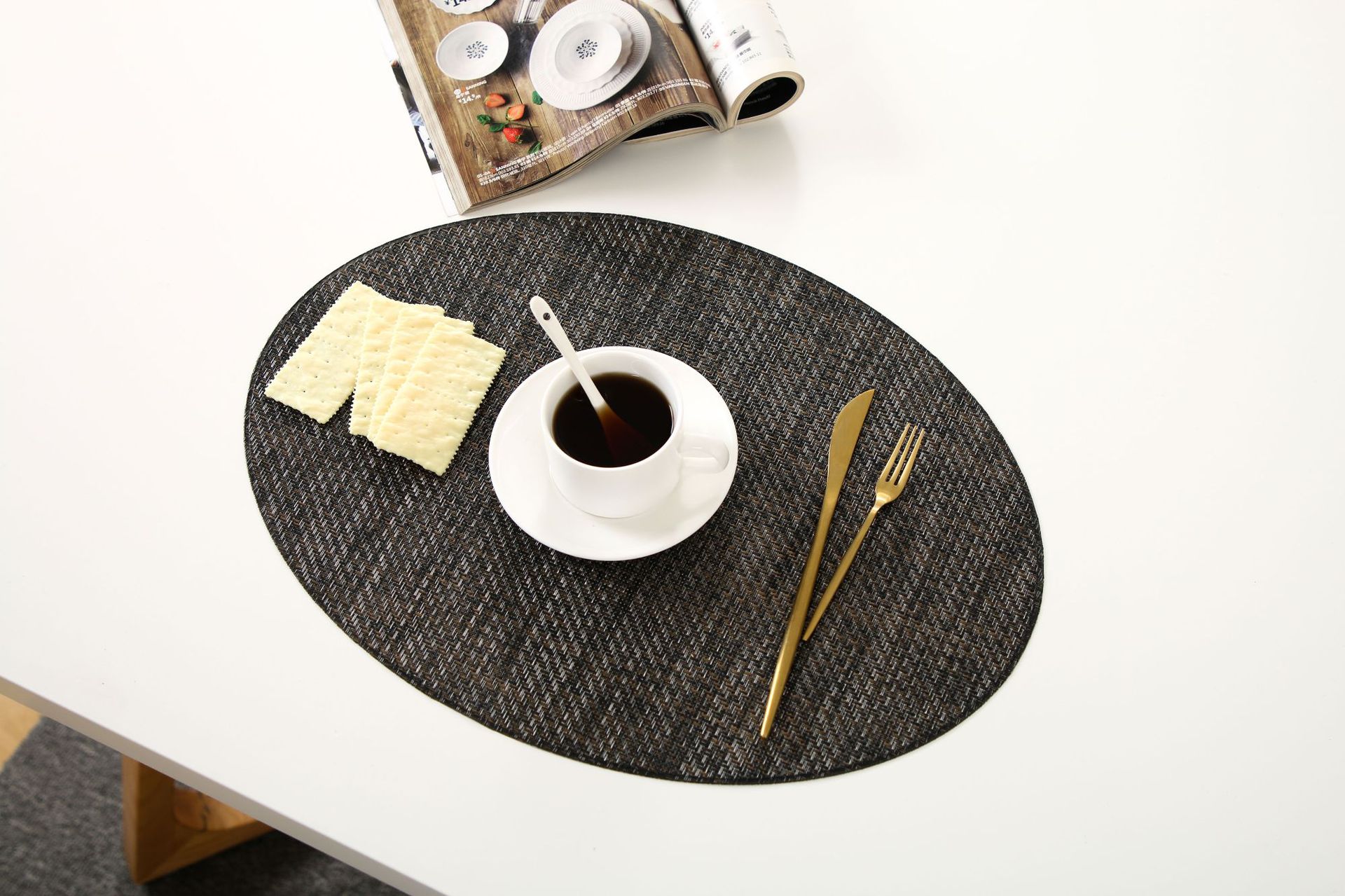 Coffee table MATS, table MATS, Japanese-style PVC simple oval table MATS, striped tablecloths, tablecloths, bowl MATS, heat insulation MATS, table MATS pic 31
