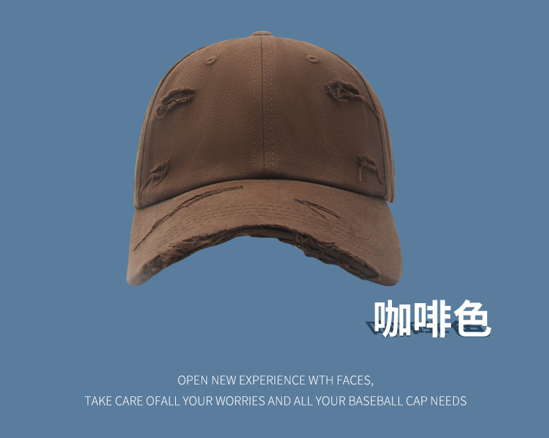 韩版新款破边破洞棒球帽子男做旧太阳帽户外休闲遮阳防晒鸭舌帽女详情14