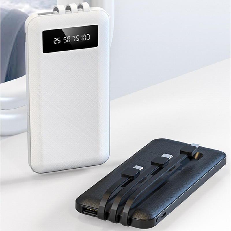 Ultra-thin portable power bank with built-in cable, 10000mAh power bank with stand, gift power bank pic 2