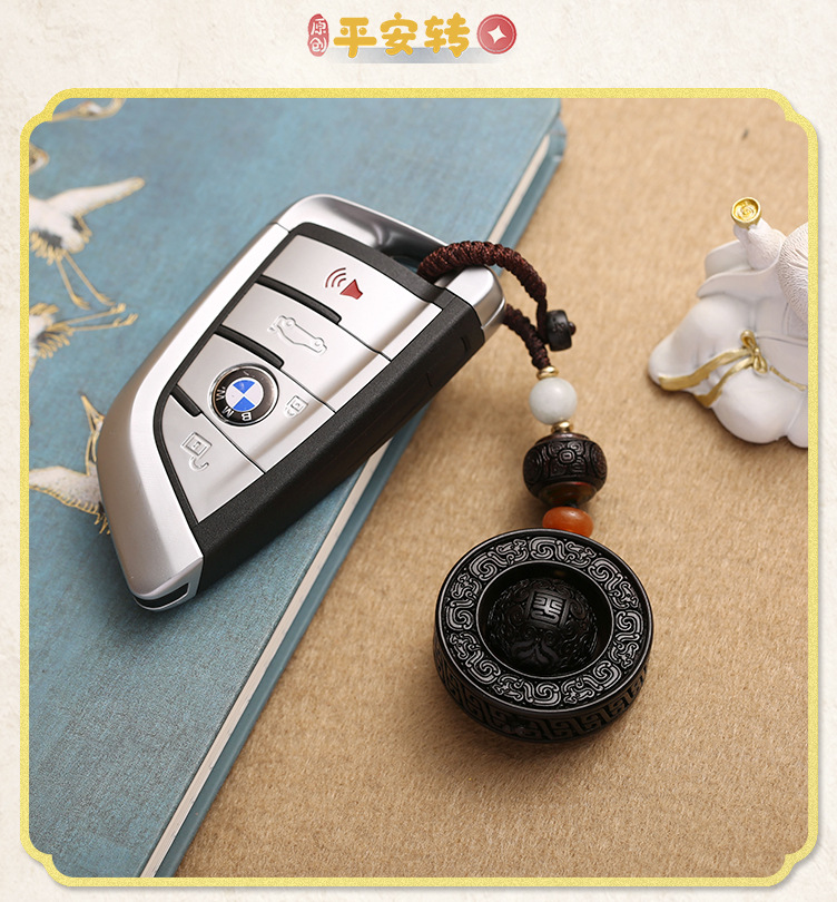 Ebony lucky bead pendant, exquisite small pendant, keychain, safety pin, car rearview mirror pendant and accessory pic 3
