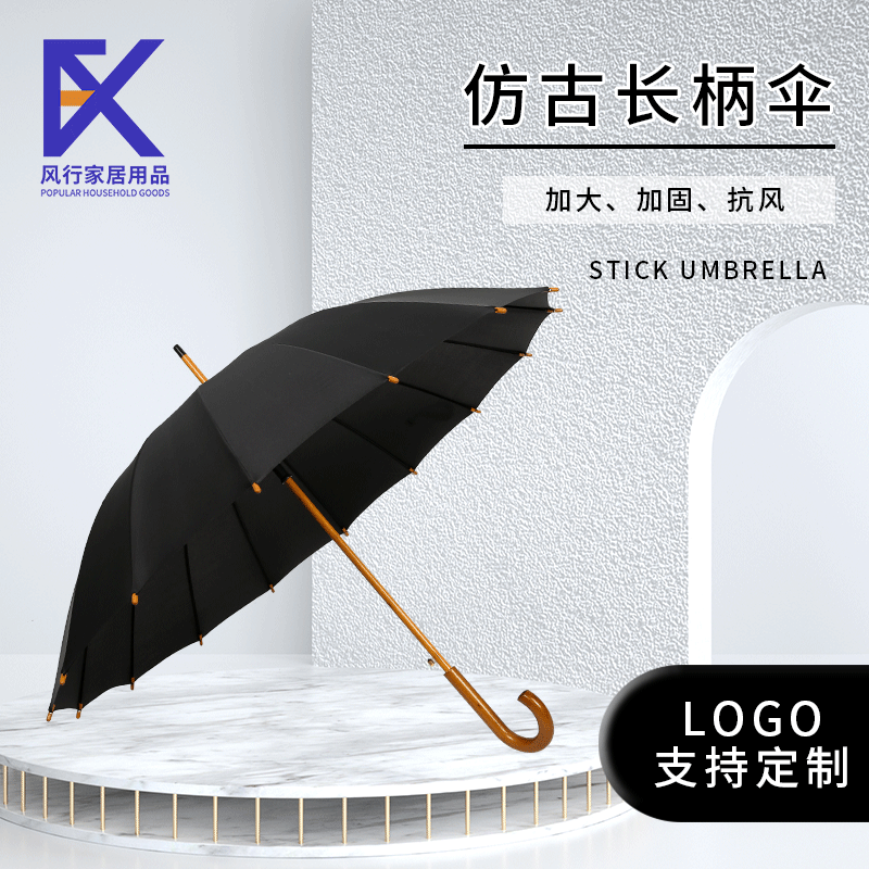 网红街拍8骨全自动长柄小清新三折透明伞 印刷LOGO广告折叠透明伞详情1
