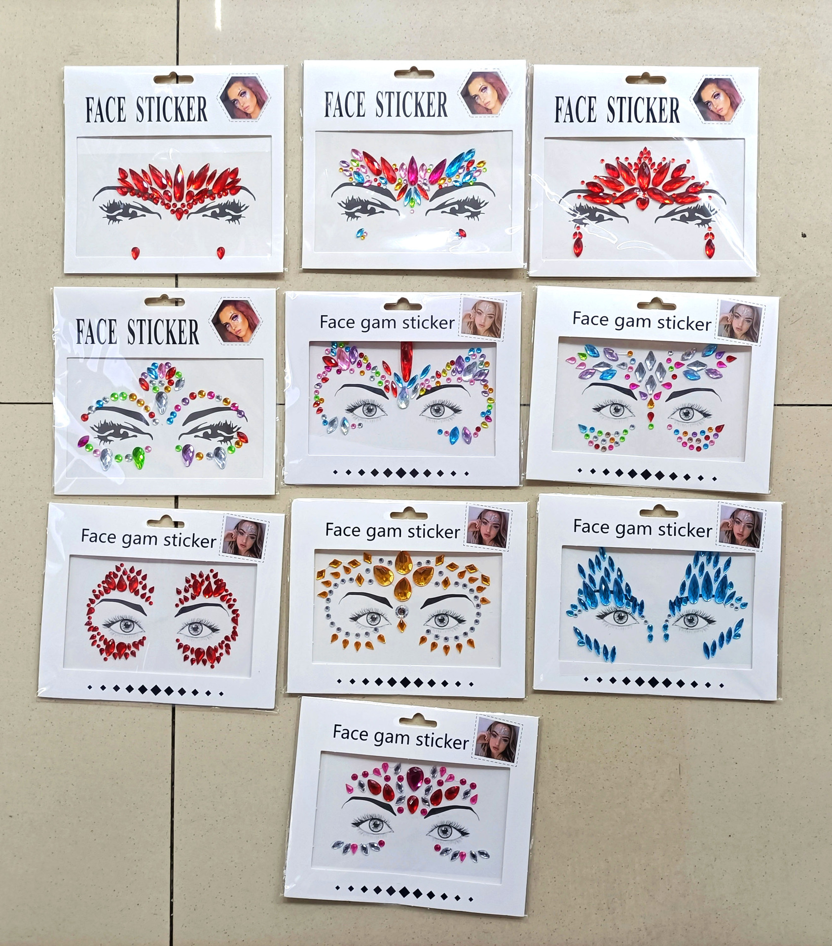 New face stickers, eye stickers, diamond makeup balls, Halloween decorative stickers, diamond eyebrow stickers, personalized stage makeup stickers pic 4