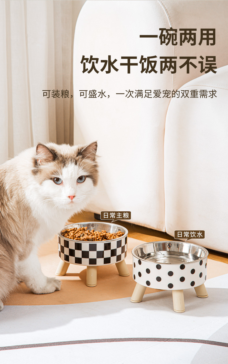 不锈钢防打翻高脚宠物碗大口径防滑喂食盆猫狗食具厂家批发详情6