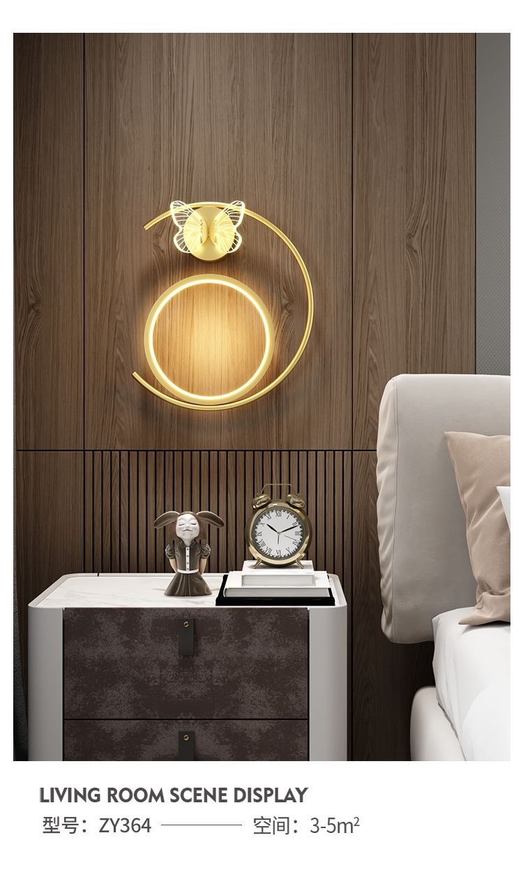 创意儿童墙壁灯北欧卧室床头灯简约现代圆形客厅过道电视背景壁灯详情5
