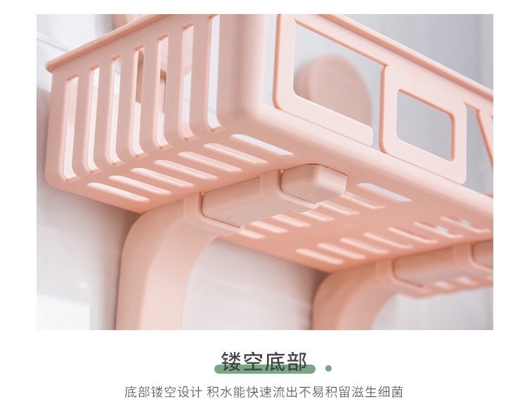 Wall-mounted bathroom double-layer toilet storage rack, plastic wall-absorbing storage rack, non-drilling bathroom and kitchen storage rack pic 9