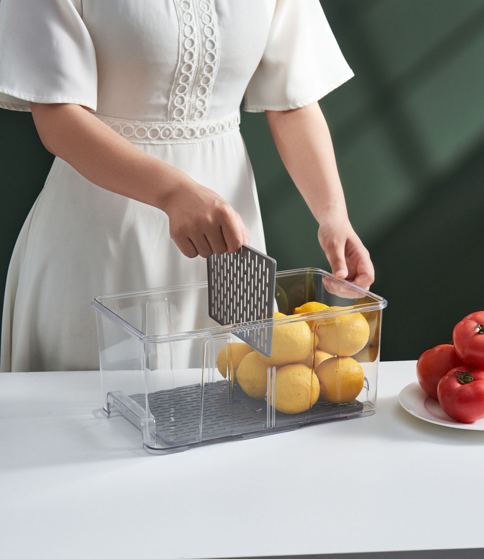 家用抽真空保鲜收纳盒食品密封透明沥水罐厨房冰箱冷冻收纳储物盒详情4