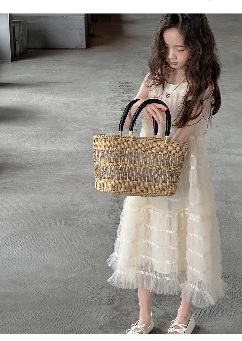 桔子虎女童法式网纱连衣裙儿童夏款无袖简约洋气小女孩公主裙百搭详情7